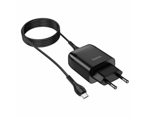 Мережевий зарядний пристрій HOCO C72Q Glorious single port QC3.0 charger set(Micro) Black