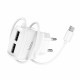 Мережевий зарядний пристрій HOCO C59A Mega joy double port charger for Type-C White