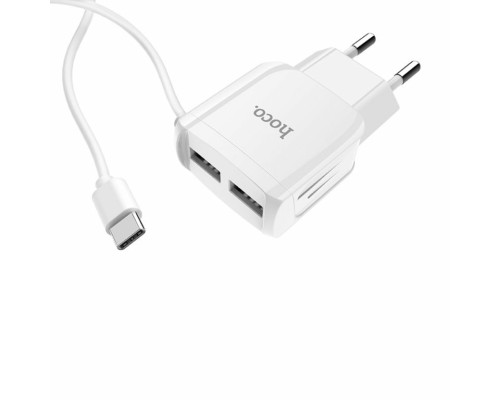 Мережевий зарядний пристрій HOCO C59A Mega joy double port charger for Type-C White