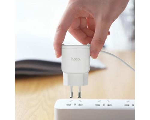 Мережевий зарядний пристрій HOCO C59A Mega joy double port charger for Type-C White