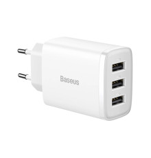 Мережевий зарядний пристрій Baseus Compact Charger 3U 17W EU White