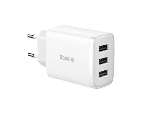 Мережевий зарядний пристрій Baseus Compact Charger 3U 17W EU White