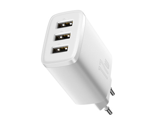 Мережевий зарядний пристрій Baseus Compact Charger 3U 17W EU White