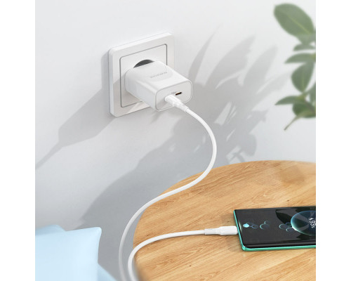 Мережевий зарядний пристрій BOROFONE BA73A Young PD35W dual port(2C) charger set(Type-C to Type-C) White