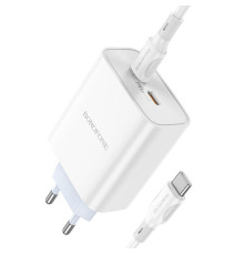 Мережевий зарядний пристрій BOROFONE BA73A Young PD35W dual port(2C) charger set(Type-C to Type-C) White