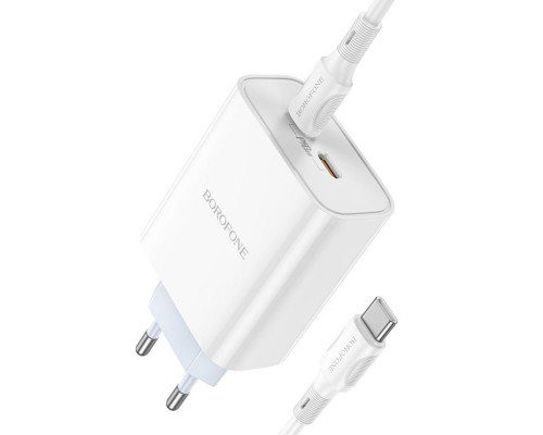 Мережевий зарядний пристрій BOROFONE BA73A Young PD35W dual port(2C) charger set(Type-C to Type-C) White