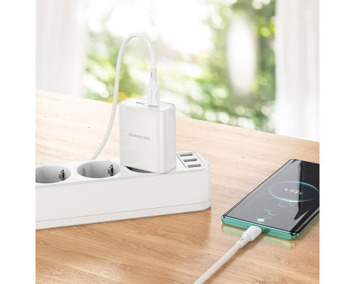 Мережевий зарядний пристрій BOROFONE BA73A Young PD35W dual port(2C) charger set(Type-C to Type-C) White