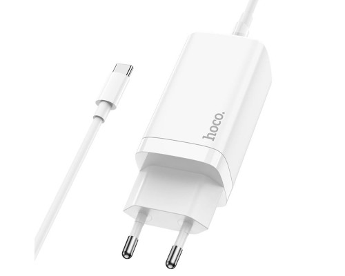 Мережевий зарядний пристрій HOCO N16 Scenery 65W three-port(2C1A) charger set(Type-C to Type-C) White