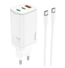 Мережевий зарядний пристрій HOCO N16 Scenery 65W three-port(2C1A) charger set(Type-C to Type-C) White