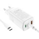 Мережевий зарядний пристрій HOCO N16 Scenery 65W three-port(2C1A) charger set(Type-C to Type-C) White