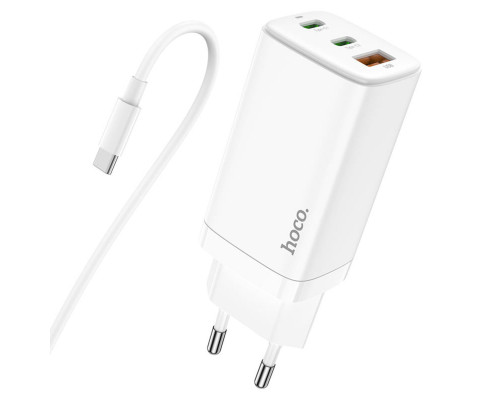 Мережевий зарядний пристрій HOCO N16 Scenery 65W three-port(2C1A) charger set(Type-C to Type-C) White