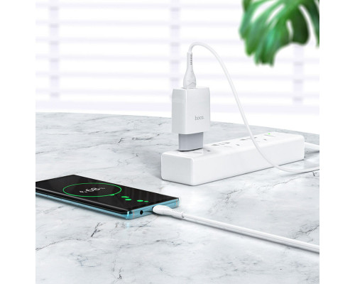 Мережевий зарядний пристрій HOCO C72Q Glorious single port QC3.0 charger set(Type-C) 18W White