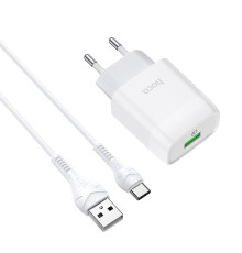 Мережевий зарядний пристрій HOCO C72Q Glorious single port QC3.0 charger set(Type-C) 18W White