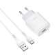 Мережевий зарядний пристрій HOCO C72Q Glorious single port QC3.0 charger set(Type-C) 18W White