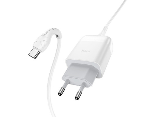 Мережевий зарядний пристрій HOCO C72Q Glorious single port QC3.0 charger set(Type-C) 18W White