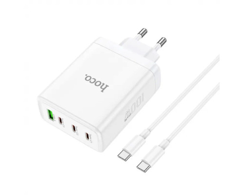 Мережевий зарядний пристрій HOCO N31 Leader PD100W four-port(3C1A) fast charger set(Type-C to Type-C) White