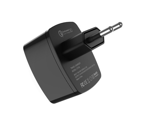 Мережевий зарядний пристрій HOCO C70A Cutting-edge single port QC3.0 charger Black