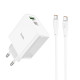 Мережевий зарядний пристрій HOCO C113A Awesome PD65W dual port(1A1C) charger White