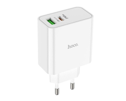 Мережевий зарядний пристрій HOCO C113A Awesome PD65W dual port(1A1C) charger White