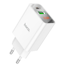 Мережевий зарядний пристрій HOCO C100A PD20W+QC3.0 charger with digital display White