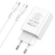 Мережевий зарядний пристрій HOCO C100A PD20W+QC3.0 charger with digital display set(Type-C to Type-C) White