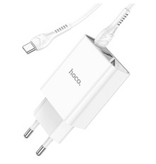 Мережевий зарядний пристрій HOCO C100A PD20W+QC3.0 charger with digital display set(Type-C to Type-C) White