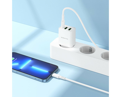 Мережевий зарядний пристрій BOROFONE BA70A Quick three-port PD20W (1C2A) charger White