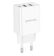 Мережевий зарядний пристрій BOROFONE BA70A Quick three-port PD20W (1C2A) charger White