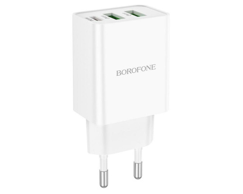 Мережевий зарядний пристрій BOROFONE BA70A Quick three-port PD20W (1C2A) charger White