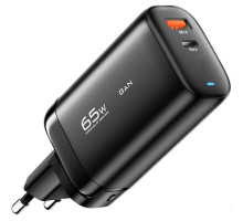 Мережевий зарядний пристрій Essager Shining 65W GaN Travelling Charger Type-c+USB-A EU black (ECTAC-MYB01-Z)