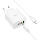 Мережевий зарядний пристрій HOCO C126A Pure power PD40W three-port(2C1A) charger set(C to iP) White