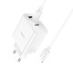 Мережевий зарядний пристрій HOCO C126A Pure power PD40W three-port(2C1A) charger set(C to iP) White