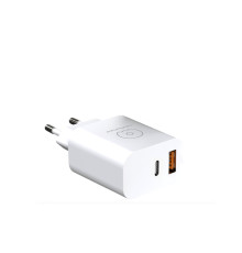 Зарядний пристрій WUW-C172 20W PD USB-C + USB QC3.0 18W white