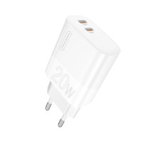 Зарядний пристрій WUW-C193 PD20W+PD20W Charger USB C + USB C white