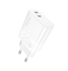 Зарядний пристрій WUW-C193 PD20W+PD20W Charger USB C + USB C white