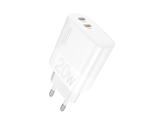 Зарядний пристрій WUW-C193 PD20W+PD20W Charger USB C + USB C white