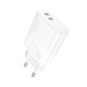 Зарядний пристрій WUW-C193 PD20W+PD20W Charger USB C + USB C white