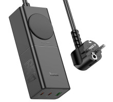 Мережевий зарядний пристрій Hoco NS4 Sharp PD65W(2C1A) desktop socket(EU/GER) Black