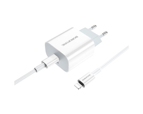 Мережевий зарядний пристрій BOROFONE BA38A Plus Speedy PD20W charger set (Type-C to Lightning) White