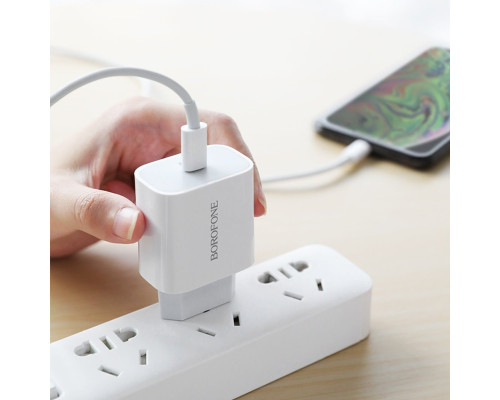 Мережевий зарядний пристрій BOROFONE BA38A Plus Speedy PD20W charger set (Type-C to Lightning) White