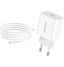 Мережевий зарядний пристрій BOROFONE BA38A Plus Speedy PD20W charger set (Type-C to Lightning) White