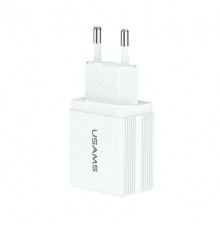 Мережевий зарядний пристрій Usams US-CC090 T24 2.1A Dual USB Travel Charger (EU) White