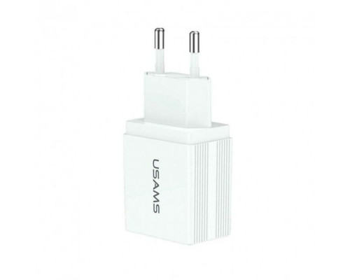 Мережевий зарядний пристрій Usams US-CC090 T24 2.1A Dual USB Travel Charger (EU) White