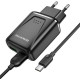 Мережевий зарядний пристрій BOROFONE BA54A Wide road dual port QC3.0 charger (Type-C) 18W Black