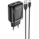 Мережевий зарядний пристрій BOROFONE BA54A Wide road dual port QC3.0 charger (Type-C) 18W Black