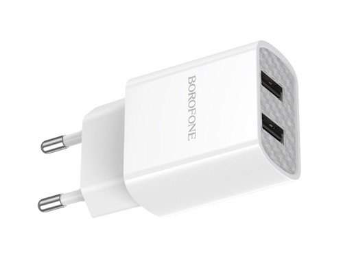 Мережевий зарядний пристрій BOROFONE BA53A Powerway dual port charger White