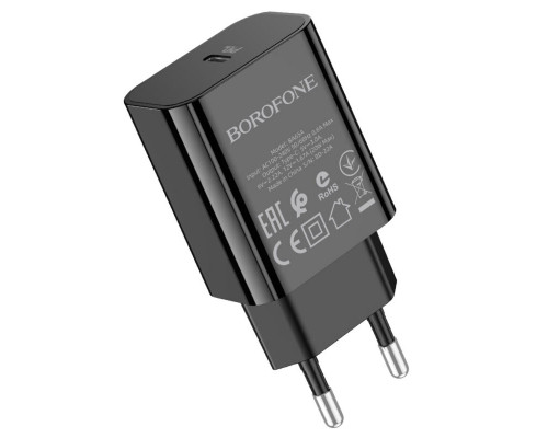 Мережевий зарядний пристрій BOROFONE BA65A Single port PD20W charger Black