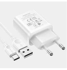 Мережевий зарядний пристрій BOROFONE BA68A Glacier single port charger set(Type-C) White