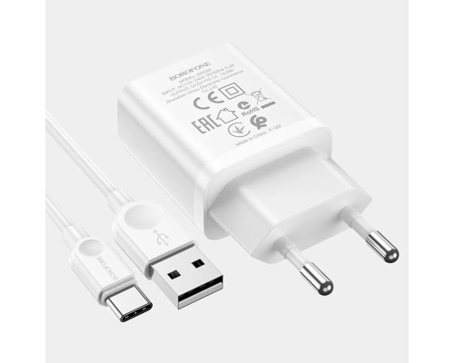 Мережевий зарядний пристрій BOROFONE BA68A Glacier single port charger set(Type-C) White