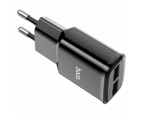 Мережевий зарядний пристрій HOCO C88A Star round dual port charger Black